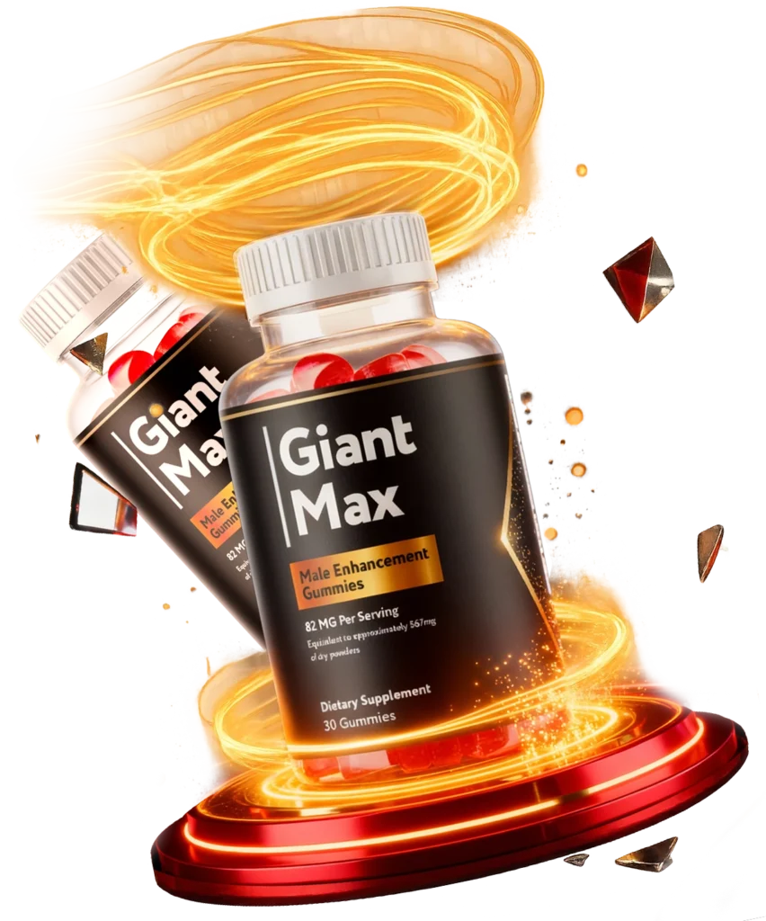 Giant Max premium male vitality supplement bottle — dark glass with gold and red label