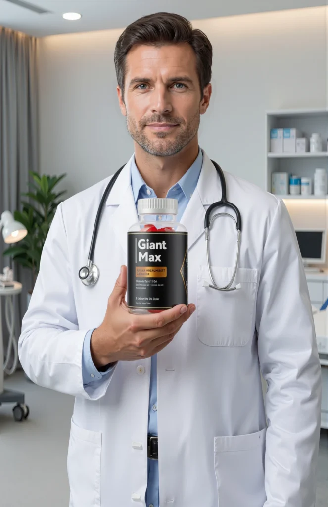 Men's health expert reviewing Giant Max natural male vitality formula ingredients